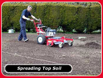 power rake for spreading top soil